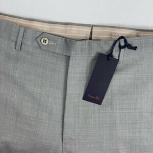NWT ZANELLA Platinum Dress Pants Noah In Solid Light Gray 100% Wool Size 34 US